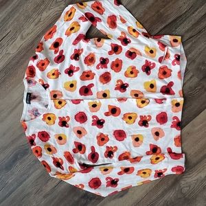 Lord & Taylor cream red orange Poppy Cardigan Sweater Size L